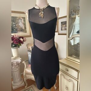Bebe NWT Elegant Black Sheer Panel Dress Size M/L  C:4576